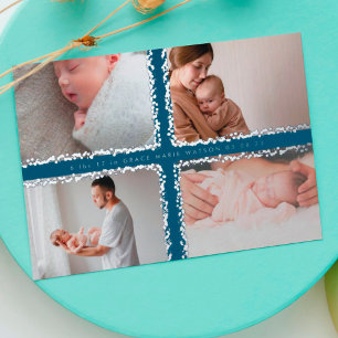 minimale folie foto collage baby geboorteaankondig uitnodiging