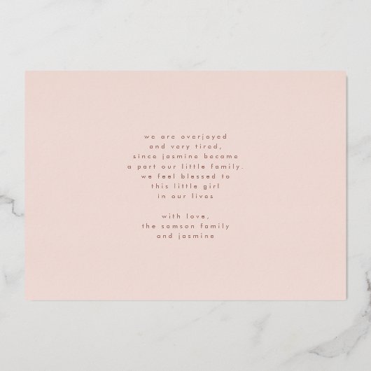 minimale folie fotocollage baby geboorte bekendmak folie uitnodiging (Achterkant)