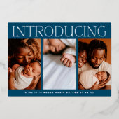 minimale folie fotocollage baby geboorte bekendmak folie uitnodiging (Voorkant)