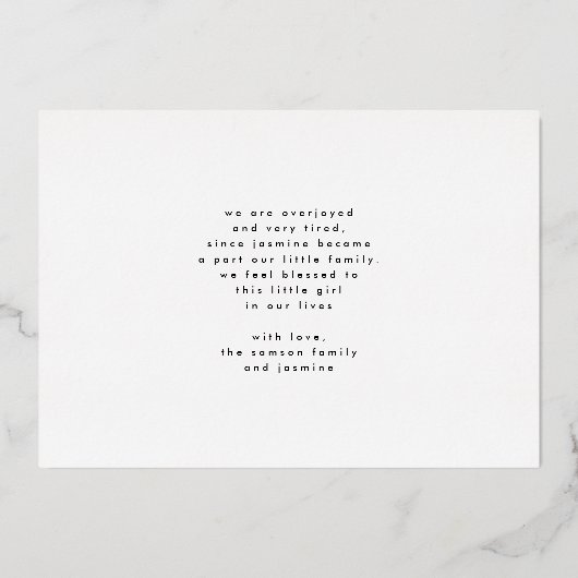 minimale folie fotocollage baby geboorte bekendmak folie uitnodiging (Achterkant)