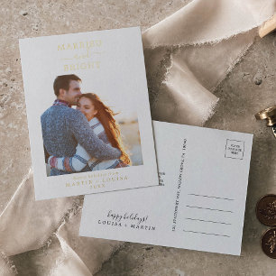 Minimale Folie gehuwd en hartelijk dank, Pas getro Feestdagen Briefkaart