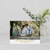Minimale Folie Merry en getrouwde Pas getrouwd Fot Feestdagen Briefkaart (Staand Voorkant)