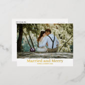 Minimale Folie Merry en getrouwde Pas getrouwd Fot Feestdagen Briefkaart (Voorkant / Achterkant)