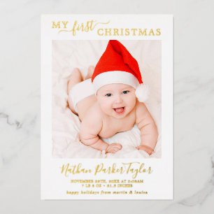 Minimale Folie Mijn eerste kerstfoto Baby Folie Feestdagenkaart