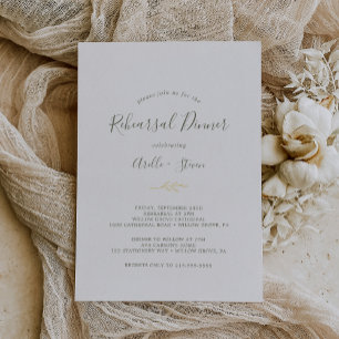 Minimale Folie van bladeren Olijfgroen repetitie Folie Uitnodiging