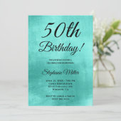 Minimale Folie van Shiny Turquoise Birthday Kaart (Staand voorkant)