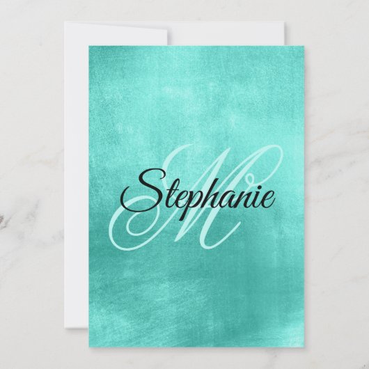 Minimale Folie van Shiny Turquoise Birthday Kaart (Achterkant)