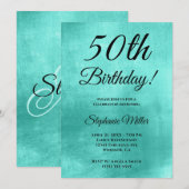 Minimale Folie van Shiny Turquoise Birthday Kaart (Voorkant / Achterkant)