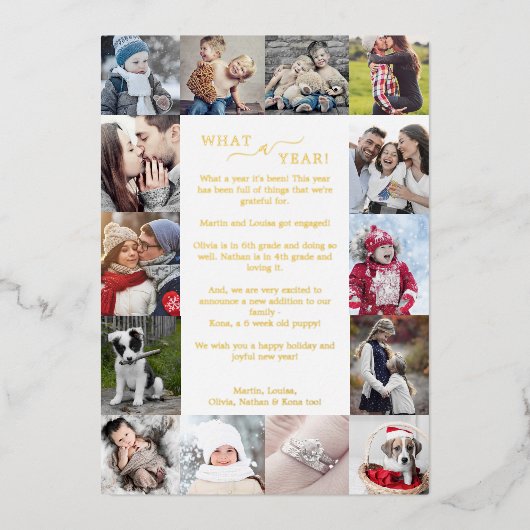 Minimale Folie wat een jaar voor de kerstbeker Folie Feestdagenkaart (Voorkant)