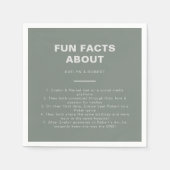 Minimale formale groene trivia Fun Feacts Wedding Servet (Voorkant)