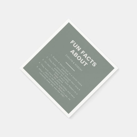 Minimale formale groene trivia Fun Feacts Wedding Servet (Hoek)