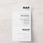 Minimale formale legante bar Mitzvah All In One Uitnodiging<br><div class="desc">Deze minimalistische,  formele elegante bar mitzvah is perfect voor een eenvoudige religieuze viering. Het ontwerp kenmerkt een mooie doopvont op een witte achtergrond om uw gebeurtenis aan te vullen.</div>