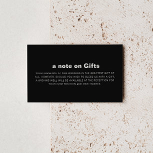 Minimale formale zwarte bruiloft goed informatiekaartje