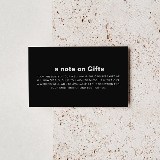 Minimale formale zwarte bruiloft goed informatiekaartje