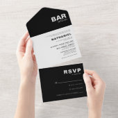 Minimale formale zwarte legant Mitzvah All In One Uitnodiging (Afscheurbaar)