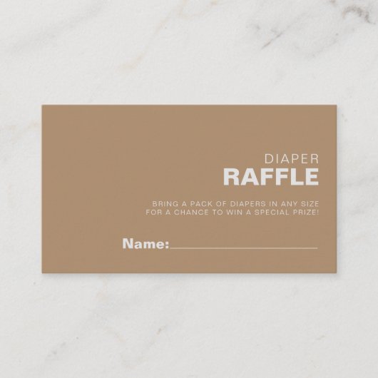 Minimale formalistische, bruine taper Raffle Ticke Informatiekaartje (Voorkant)