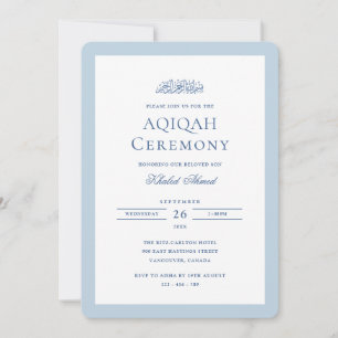 Minimale formele baby jongen blauwe kader Aqiqah c Kaart
