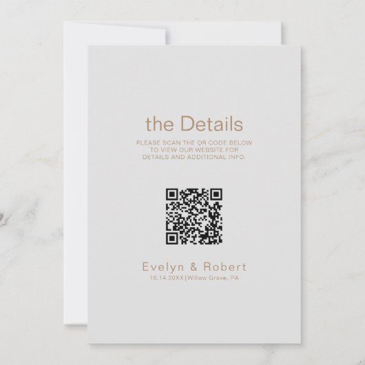 Minimale formele bruine voorkant en rugbruiloft kaart (Achterkant)