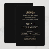 Minimale formele gouden script zwarte Nikah-ceremo Kaart (Voorkant / Achterkant)
