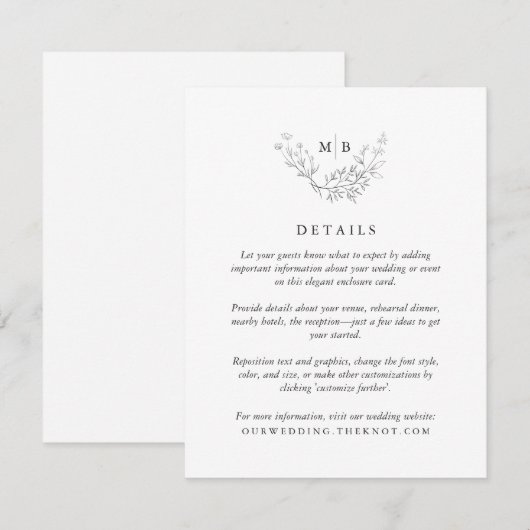 Minimale formele huwelijksdetails informatiekaartje (Voorkant / Achterkant)