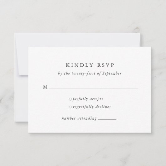 Minimale formele klassieke RSVP-Kaart RSVP Kaartje (Voorkant)