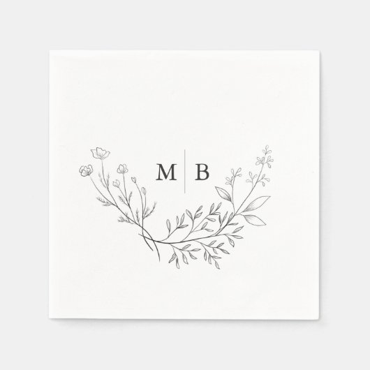 Minimale formele monogram bruiloft Napkins Servet (Voorkant)