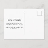 Minimale foto 1st verjaardag KLANT KLOR Geel Uitnodiging Briefkaart (Achterkant)