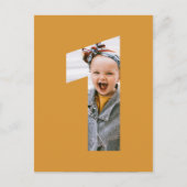 Minimale foto 1st verjaardag KLANT KLOR Geel Uitnodiging Briefkaart (Voorkant)