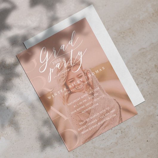 Minimale foto-Afstudeerder Partij Moderne Calligra Kaart