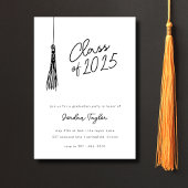 Minimale Foto Afstuderen Party Tassel Zwart Wit Kaart