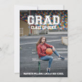 Minimale foto-Afstuderen Varsity Party-kaart Kaart (Voorkant)