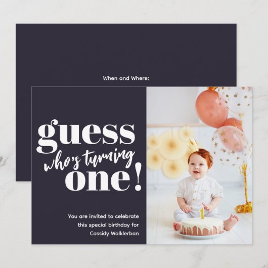 Minimale foto Baby 1ste verjaardag Kaart (Voorkant / Achterkant)