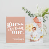 Minimale foto Baby 1ste verjaardag Kaart (Staand voorkant)