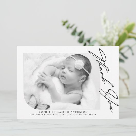 Minimale foto-Baby Hartelijk dank  Bedankkaart (Staand voorkant)