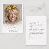 Minimale foto begrafenis aandenken visitekaartje (Voorkant / Achterkant)