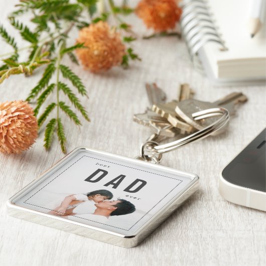 Minimale foto Beste vader ooit Vaderdag Sleutelhanger (Zijkant)