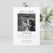 Minimale foto Bewaar de datum bruiloft uitnodiging (Staand voorkant)