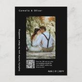 MINIMALE Foto Bewaar de datum QR CODE Budget Zwart Briefkaart (Voorkant)