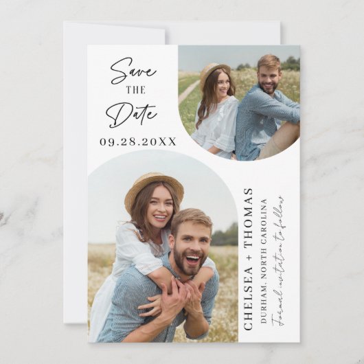 Minimale foto-bruiloft bewaart de datumkaart kaart (Voorkant)