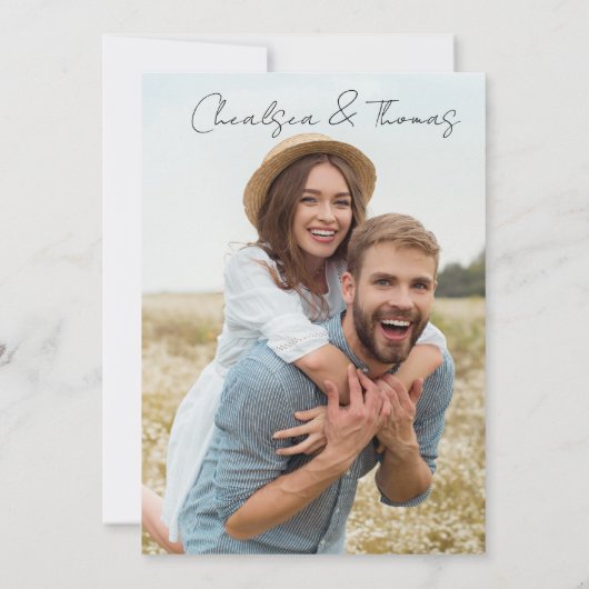 Minimale foto-bruiloft bewaart de datumkaart kaart (Achterkant)