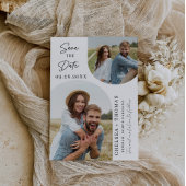 Minimale foto-bruiloft bewaart de datumkaart kaart