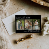 Minimale foto-bruiloft bewaart de datumkaart kaart