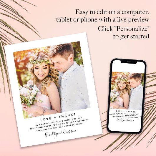 Minimale foto-bruiloft Hartelijk dank