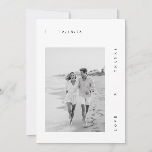 Minimale foto-bruiloft Hartelijk dank Bedankkaart (Voorkant)