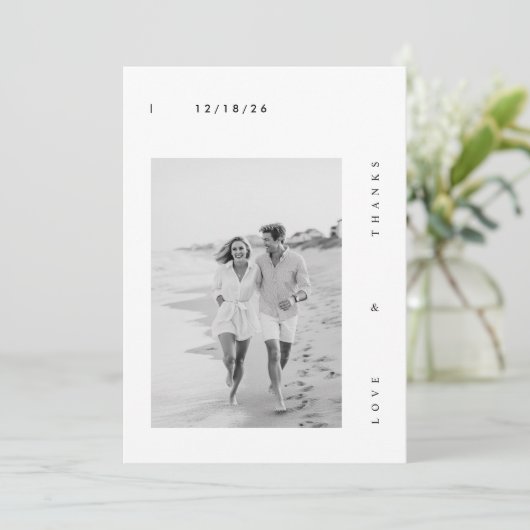Minimale foto-bruiloft Hartelijk dank Bedankkaart (Staand voorkant)