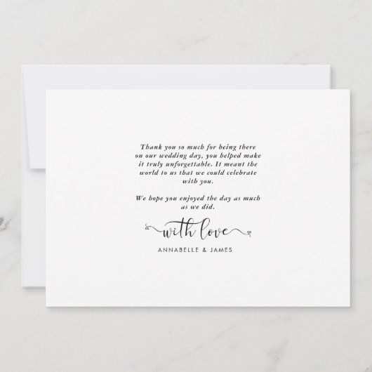 Minimale foto-bruiloft Hartelijk dank Bedankkaart (Achterkant)