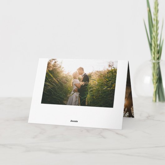 Minimale foto-bruiloft met hartscript bedankkaart (Achterkant)