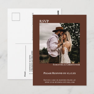 Minimale foto Chestnut Brown Wedding RSVP Briefkaart