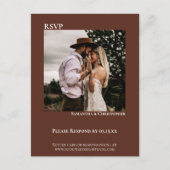 Minimale foto Chestnut Brown Wedding RSVP Briefkaart (Voorkant)