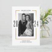 Minimale foto-collage gezamenlijk afstudeerfeest kaart (Staand voorkant)